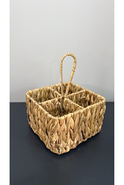 Pukkuyi 4 BÖLMELİ ÇAKRA HASIR ÖRME SEPET DÜZENLEYİCİ MAKYAJ KAŞIKLIK