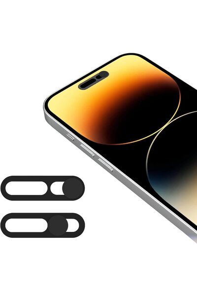 Khazna غطاء كاميرا أمامية من قطعتين للهواتف الذكية - واقي خصوصية منزلق (أسود)