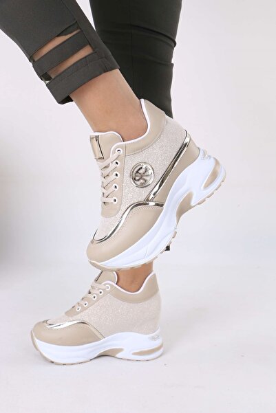 sefayol Karlis Nude Fur Hidden Heel Women's Sneakers