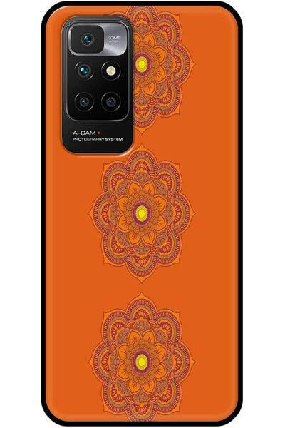 erorex Mandala012 Pattern Designer Mobile Case Cover With Black Soft-Sides For Redmi 10 Prime, Orange