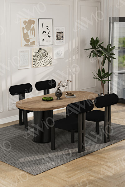 AVVİO Cydney Serisi Bohem Ayak 4'lü Metal Pofi Demonte Sandalye 80x140 Masa S...