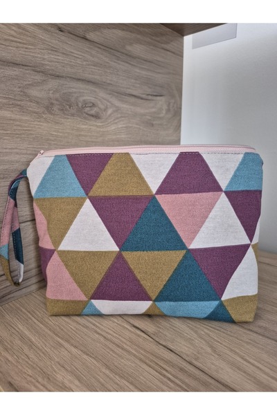 Handream Triangle Pattern Mixed Color Duck Fabric Makeup/Hand Bag/Purse Interior Organizer