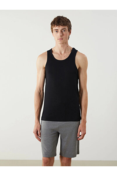 LC Waikiki Black U-Neck Combed Cotton Men's Athlete 2-Piece