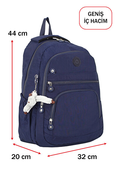 Dada Navy Blue School Bag with Side Pockets and Multiple Compartments