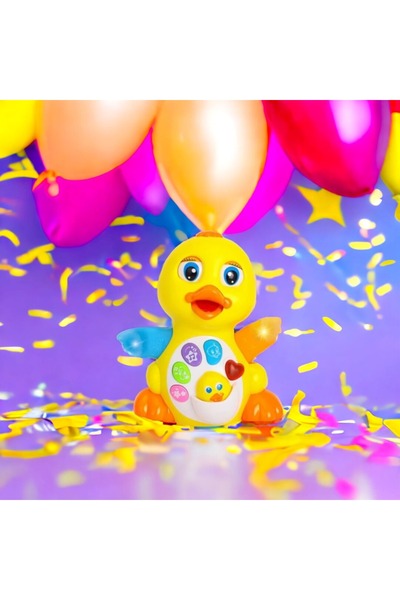 Picodino Rățușcă muzicală dansatoare, multicoloră, 15x10x20 cm, pentru copii de la 18 luni +, HOLA TOYS