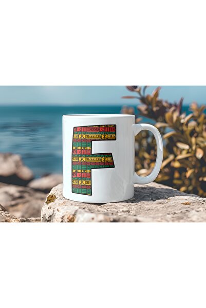 Beramussa كوب بنمط عرقي على شكل حرف F - كوب قهوة وشاي على الطراز الأفريقي - ه...