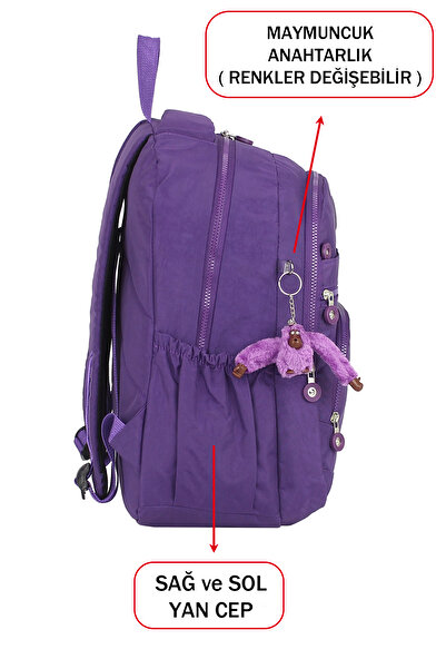 Dada Purple School Bag with Side Pockets and Multiple Compartments
