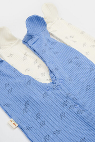 BabyCosy Organic Wear Set of 2 Printed long overalls, BabyCosy, 50% modal+50% cotton, Ecru/Lavender