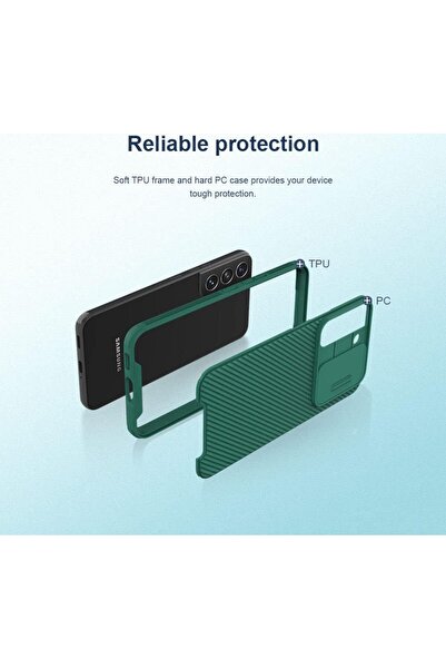 erorex Camshield Pro Series Cover Case Designed For Samsung Galaxy S22 Plus Blue