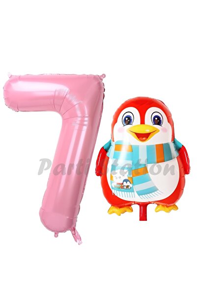 Ege Pastacılık Cute Penguin Balloon 7 Year Old Birthday Balloon Set Penguin C...
