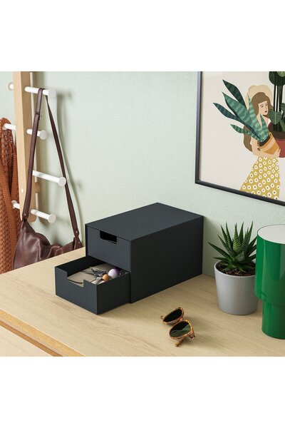 IKEA FJÄDERHARV Mini Chest with 2 Drawers, Anthracite, 16x25 cm