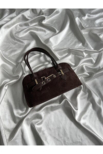 Mia Collection Carlos Model Γυναικεία τσάντα χειρός και ώμου Suede Bitter Brown