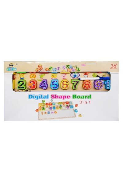 Vision Wooden Board, 'Digital Shape Board 3 in 1' with numbers, markers, and symbols