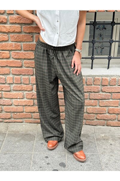 Retrobird Tasarım Bol Kesim Relax Pantolon Kadın Koyu Haki