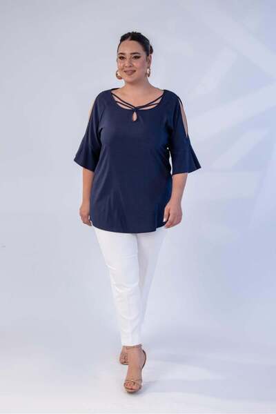 Roxxlen Μπλούζα με μανίκια με φανελάκια μεγάλου μεγέθους