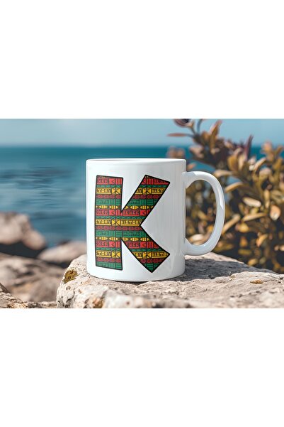 Beramussa كوب بحرف K بنمط عرقي - كوب قهوة وشاي على الطراز الأفريقي - هدية - ت...