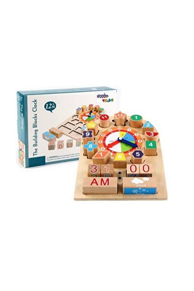 Vision Wooden Clock and Geometric Shape Puzzle 30 x 22 cm, Vision®