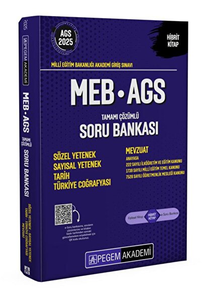 Pegem Akademi Yayıncılık 2025 MEB-AGS Soru Bankası Tamamı Çözümlü Sözel Yeten...
