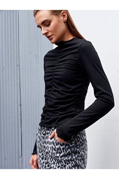 Dilvin 32112 Büzgülü Top-Siyah