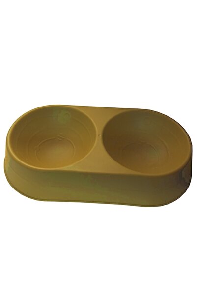 Vision XXI Bol dublu pentru animale de companie, Vision XXI, plastic, galben, 28x15cm