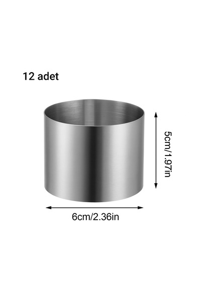 Gemi ticaret Stainless Round Cake Mold 6X5 12 Pieces