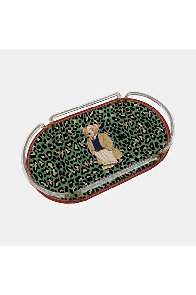 Sivella Leopar Teddy Bear Oval Pleksi Tepsi