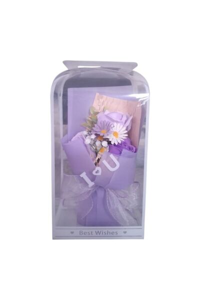 Vision XXI Buchet De Flori Mov Model Trandafiri In Cutie Cadou Transparenta C...