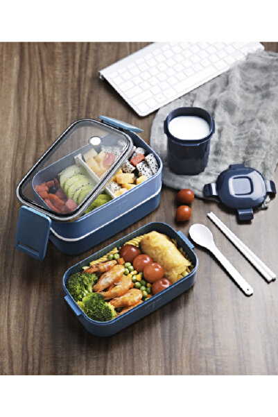 renkli çiçekler 1400ml Double-Layer Food Storage Container Leak-Proof for Soup Etc with Cup Insulated Bag for Home Office