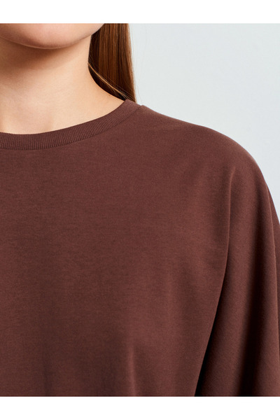 Dilvin 32210 Μπλουζάκι με μανίκια από 100% βαμβάκι-ανοιχτό καφέ