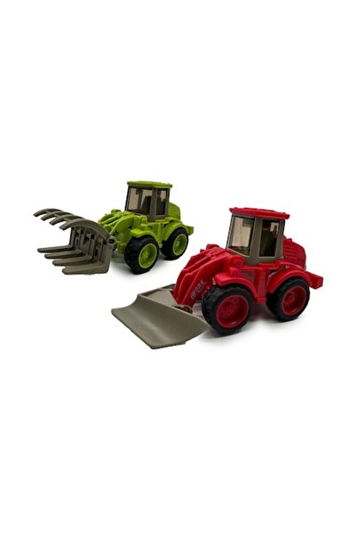 Vision XXI Set 2 construction vehicles, 13 cm, red/green, friction motor