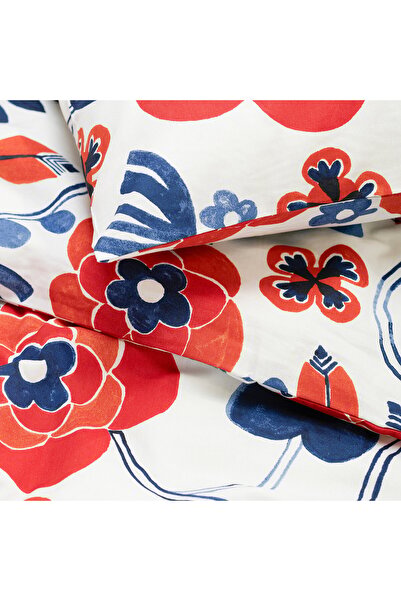 IKEA KANONVISKA Duvet cover and pillowcase, white multicolour/floral pattern, 150 x 200/50 x 80 cm