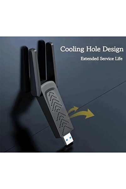 ADR Usb Wifi Adaptörü Kablosuz Wifi Internet Alıcı Ağ Kartı 1300 Mbps Usb 3.0 Çift Bant 2.4gh