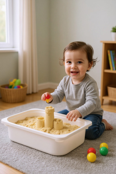 YüceerHome Aktivite Plaj Kum ile Oynama Kutusu Oyuncak Kutusu Beyaz