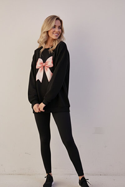 KOZİA OUTDOORS Γυναικείο φούτερ με στάμπα με ροζ κορδέλα, μοντέρνο oversized