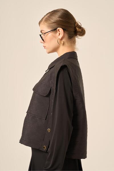 FTZ WOMEN Women's Quilted Skirt Suit Black 31220