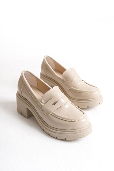 Aymood K-706 Бежеві зморшкуваті лофери на високій підошві