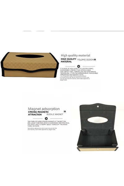 Generic Premium PU Leather Tissue Box Holder with Magnetic Closure, Foldable Design – Model 6370 beige