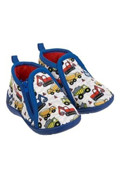 OEM Papuci de casă albaștri și albi pentru băieți cu vehicule de construcții