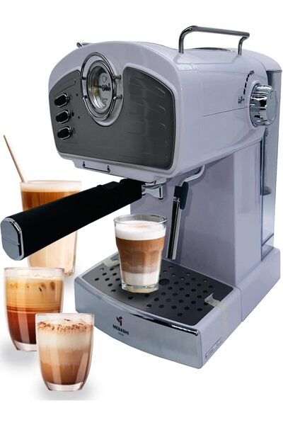 MEBASHI Espresso Coffee Machine - 1.5L, 20 Bar, Black with Pressure Meter and Detachable Frothing No