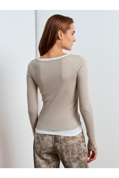 Dilvin 32053 Double Layer 100% Cotton Top-Open Çagla