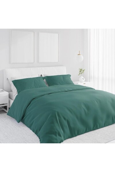 JM Double Bedding Set, 3 Pieces, Soft Microfiber, Verde petrol