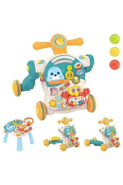 huanger مشاية أطفال تعليمية قابلة للجلوس والوقوف - لون أزرق