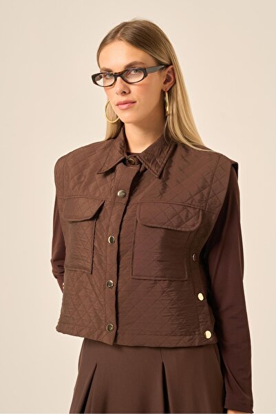 FTZ WOMEN Women's Quilted Skirt Suit Bitter Brown 31220