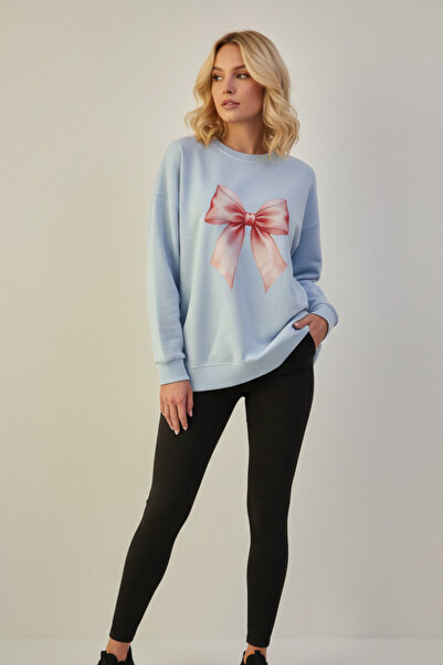 KOZİA OUTDOORS Γυναικείο φούτερ με στάμπα με ροζ κορδέλα, μοντέρνο oversized