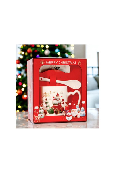 JollyMag Set cana 400 ML, farfurie si lingura de Craciun, cadoul perfect de sarbatori,