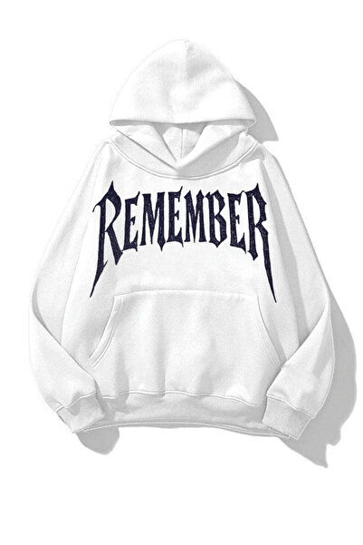 1blood Remember Mavi Taş cu imprimeu supradimensionat Unisex cu glugă Sweat