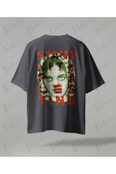 Nulivez تي شيرت بتصميم فلسطين مطبوع على الظهر عالي الجودة للجنسين