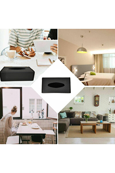 Generic Premium PU Leather Tissue Box Holder with Magnetic Closure, Foldable Design – Model 6370 Black