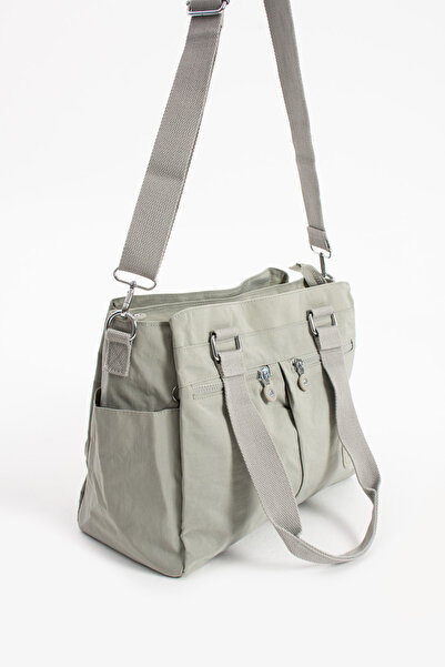 Sanmorris Women's Large Size Black Colored Compartmented Water Resistant Crinkle Fabric Crossbody Bag with Shoulder Strap