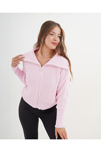 VELZANA Pink Zippered Cardigan